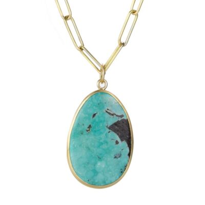 Necklaces Maria Beaulieu  | Chinese Turquoise Cabochon Pendant (Pendant Only)