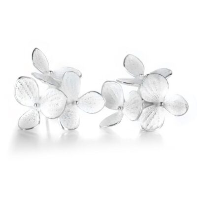 Earrings John Iversen  | Large 3 Part Silver Hydrangea Studs