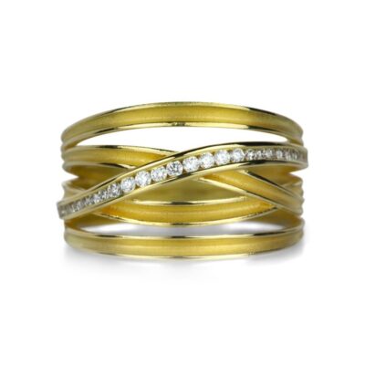 Rings Barbara Heinrich  | Five Ribbon Ring With Channel Set Diamonds