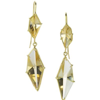 Earrings Rosanne Pugliese  | Geometric Champagne Citrine Double Drop Earrings