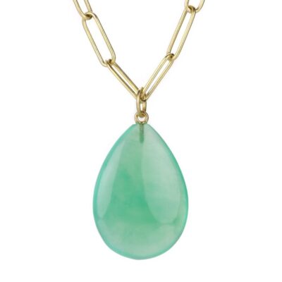 Necklaces Maria Beaulieu  | Chrysoprase Flat Drop Pendant (Pendant Only)