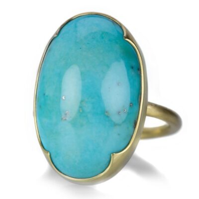 Rings Gabriella Kiss  | Large Oval Persian Turquoise Gold Ring