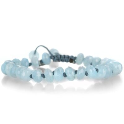 Bracelets Joseph Brooks  | 8Mm Ice Blue Aquamarine Macrame Bracelet