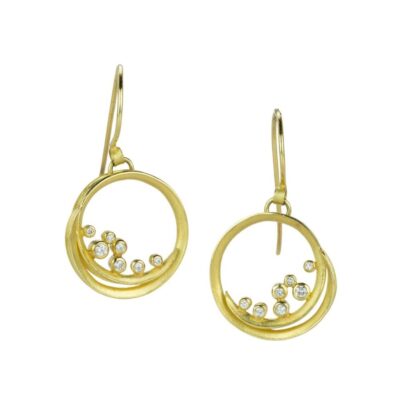 Earrings Barbara Heinrich  | Swirl Earrings With Scattered Diamonds