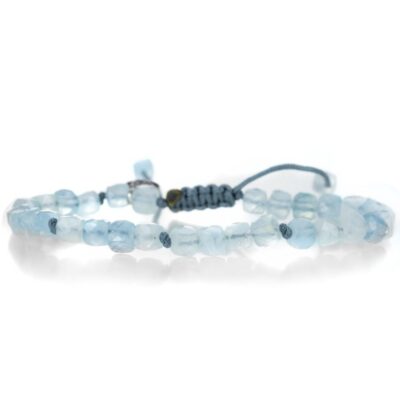 Bracelets Joseph Brooks  | Faceted 5Mm Aquamarine Cube Macrame Bracelet