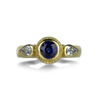 Rings Barbara Heinrich  | Blue Sapphire And Pear Shape Diamond Ring