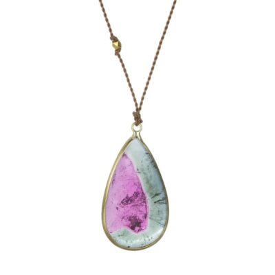 Necklaces Margaret Solow  | Watermelon Tourmaline Cabochon Pendant Necklace