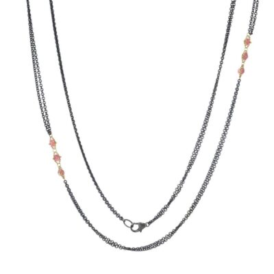 Necklaces Amali  | Pink Spinel Triple Textile Station Necklace