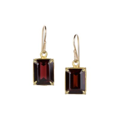 Earrings Rosanne Pugliese  | Faceted Emerald Cut Garnet Drop Earrings