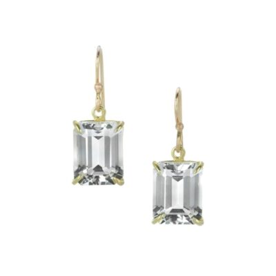 Earrings Rosanne Pugliese  | Faceted Emerald Cut White Topaz Drop Earrings