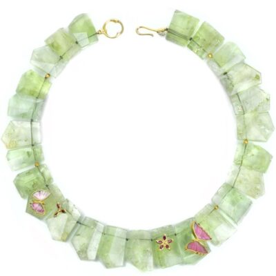 Necklaces Gabriella Kiss  | Green Beryl Butterfly Necklace