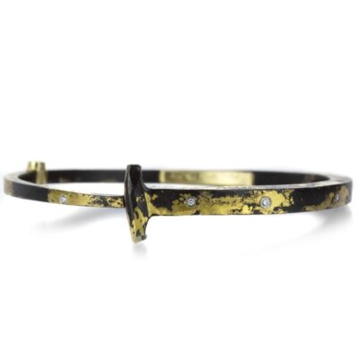 Bracelets Pat Flynn  | Iron Nail Bracelet With 9 Diamonds And Gold Dust