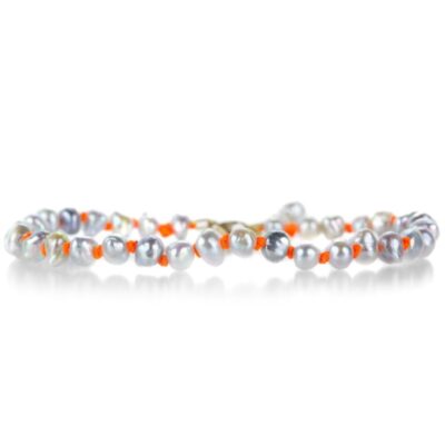 Bracelets Lene Vibe  | Keshi Akoya Pearl Bracelet On Orange Cord