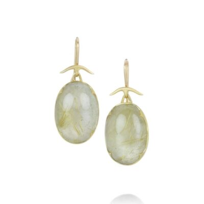 Earrings Gabriella Kiss  | 18K Oval Rutilated Quartz Earrings