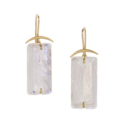 Earrings Gabriella Kiss  | Large Rectangular Moonstone Earrings