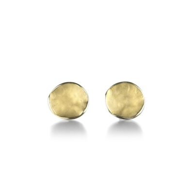 Earrings Anne Sportun  | Hammered Concave Gold Disc Earrings