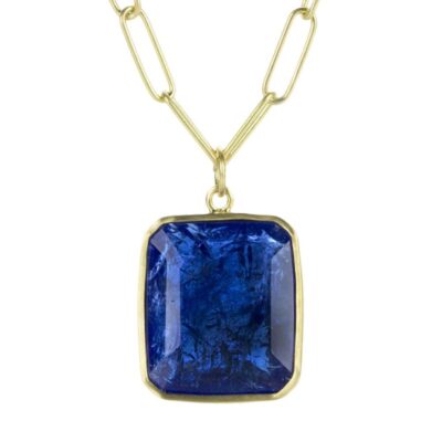 Necklaces Maria Beaulieu  | Emerald Cut Tanzanite Pendant (Pendant Only)