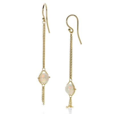 Earrings Amali  | Ethiopian Opal Textile Drop Earrings