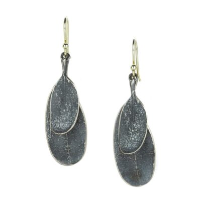 Earrings John Iversen  | Oxidized Sterling Silver Double Leaf Earrings