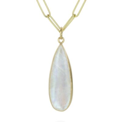 Necklaces Maria Beaulieu  | Teardrop Rainbow Moonstone Pendant (Pendant Only)