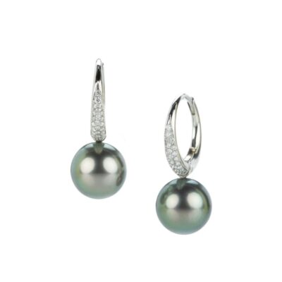 Earrings Gellner  | Platinum Hoops With Silver Pearl Drops