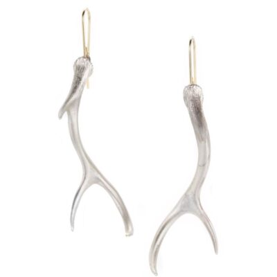 Earrings Gabriella Kiss  | Small Sterling Silver Antler Drop Earrings