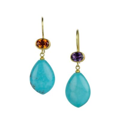 Earrings Mallary Marks  | Garnet, Sapphire And Turquoise Apple & Eve Earring