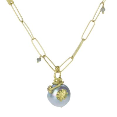 Necklaces Lene Vibe  | Leaf Akoya Pearl Pendant (Pendant Only)