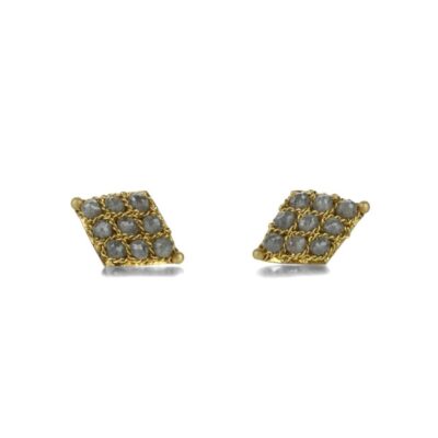 Earrings Amali  | 18K Gray Diamond Textile Studs