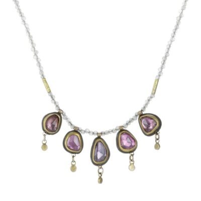 Necklaces Ananda Khalsa  | Beaded Labradorite Necklace With Sapphires