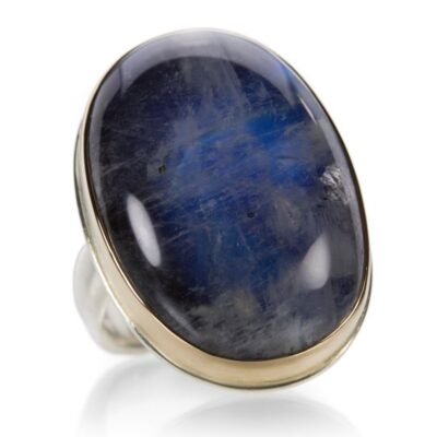 Rings Jamie Joseph  | Large Smooth Blue Rainbow Moonstone Ring