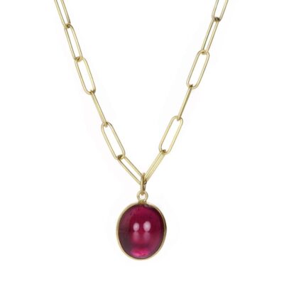 Necklaces Maria Beaulieu  | Oval Ruby Cabochon Pendant (Pendant Only)