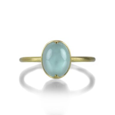 Rings Gabriella Kiss  | Small Oval Cabochon Aquamarine Ring