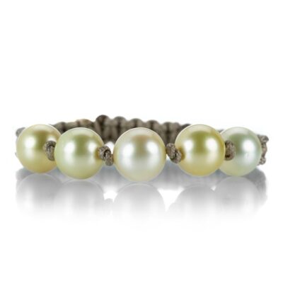 Bracelets Gellner  | Brown Macrame Bracelet With 5 South Sea Pearls