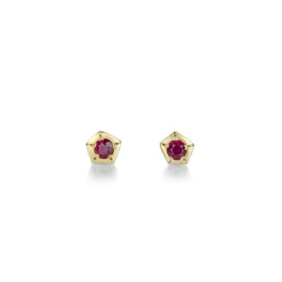 Earrings Annie Fensterstock  | 18K Ruby Rock Studs