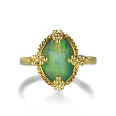 Rings Amali  | 18K Oval Bezel Set Ethiopian Opal Ring