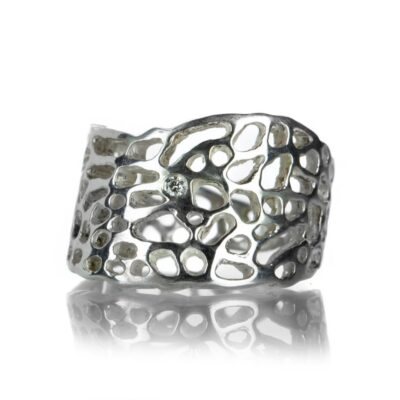 Rings Annette Ferdinandsen  | Silver Sea Fan Ring With Diamond