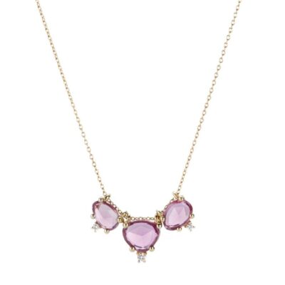 Necklaces Nicole Landaw  | Three Stone Purple Mauve Sapphire Story Necklace