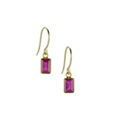 Earrings Margaret Solow  | 14K Emerald Cut Ruby Drop Earrings