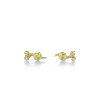 Earrings Lene Vibe  | Snail Studs With Diamonds