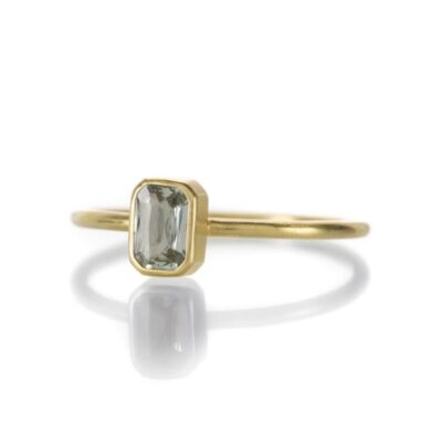 Rings Gabriella Kiss  | Pale Gray Emerald Cut Sapphire Ring