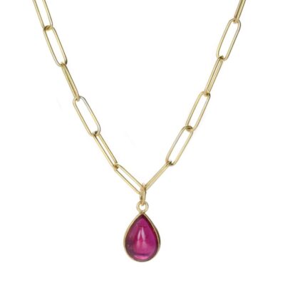 Necklaces Maria Beaulieu  | Teardrop Ruby Cabochon Pendant (Pendant Only)