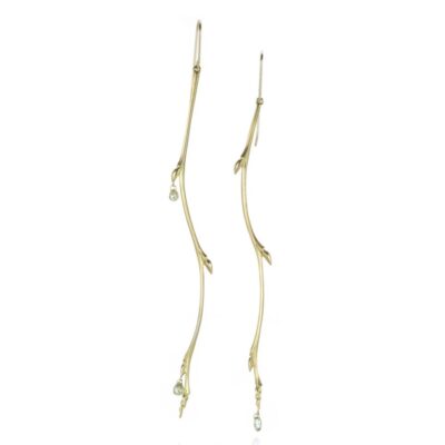 Earrings Gabriella Kiss  | 18K Long Branch Earrings With Diamonds