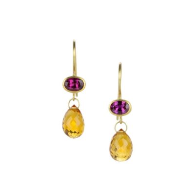 Earrings Mallary Marks  | Pink Sapphire And Citrine Apple & Eve Earrings