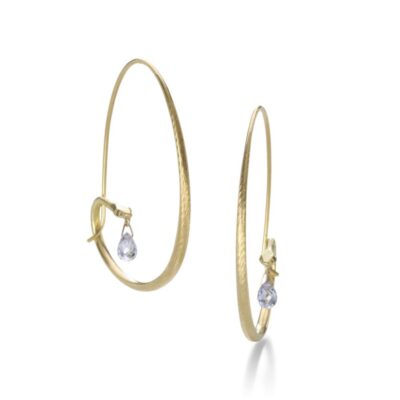 Earrings Gabriella Kiss  | 18K Small Snake Hoops With Blue Sapphire Drops