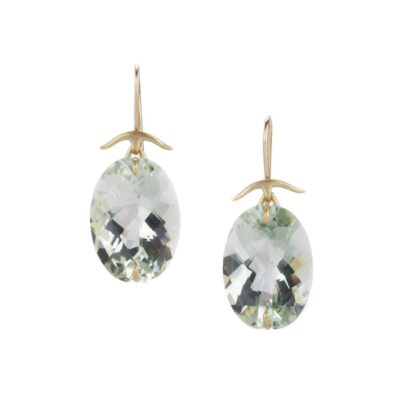 Earrings Gabriella Kiss  | Faceted Oval Green Amethyst Earrings