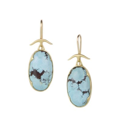 Earrings Gabriella Kiss  | 18K Oval Kazakhstan Turquoise Earrings