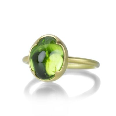 Rings Gabriella Kiss  | Oval Peridot Ring In A 4 Scallop Bezel