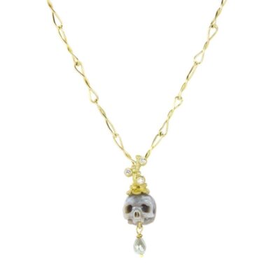 Necklaces Lene Vibe  | Carved Skull Pearl Pendant (Pendant Only)