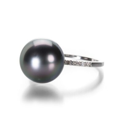 Rings Gellner  | Tahitian Pearl Ring With Pave Diamonds